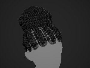 Female Hair Cards Style 6 - Braids Bun 3D 模型