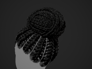 Female Hair Cards Style 6 - Braids Bun 3D 模型