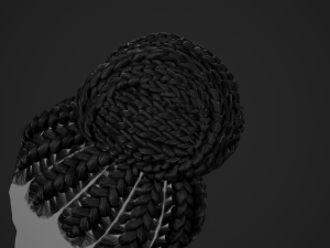 Female Hair Cards Style 6 - Braids Bun 3D 模型