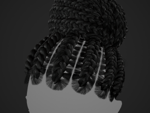 Female Hair Cards Style 6 - Braids Bun 3D 模型