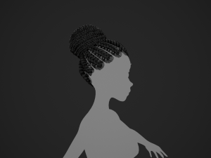 Female Hair Cards Style 6 - Braids Bun 3D 模型