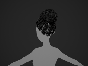 Female Hair Cards Style 6 - Braids Bun 3D 模型