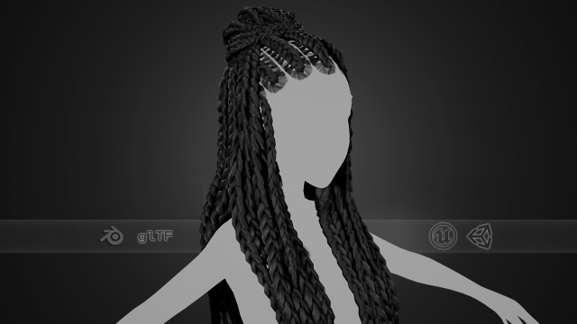Female Hair Cards Style 7 - Braids And Knot 3D 模型 .c4d .max .obj .3ds .fbx .stl .blend 