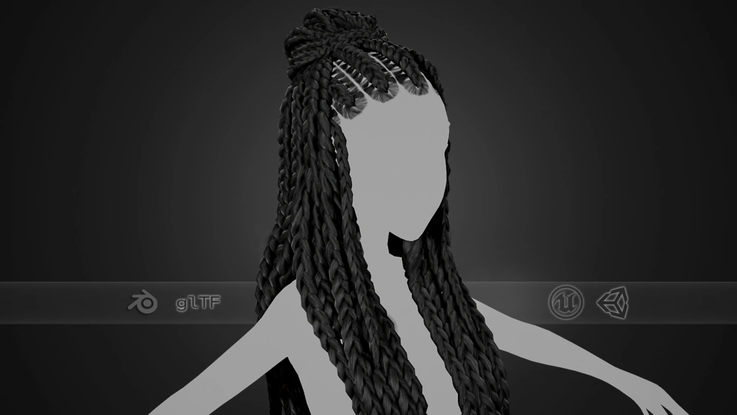 Female Hair Cards Style 7 - Braids And Knot 3D Model .c4d .max .obj .3ds .fbx .stl .blend 