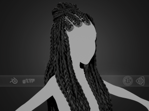 Female Hair Cards Style 7 - Braids And Knot 3D Model