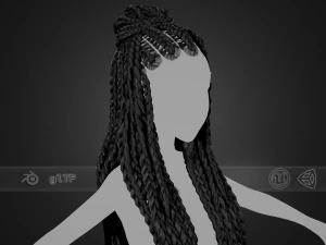 Weibliche Haarkarten, Stil 7 &ndash; Z&ouml;pfe und Knoten 3D Modell