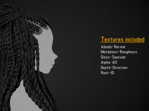 Female Hair Cards Style 7 - Braids And Knot 3D 模型