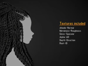 Female Hair Cards Style 7 - Braids And Knot 3D Model