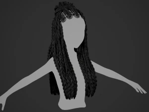 Female Hair Cards Style 7 - Braids And Knot 3D Model