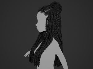 Female Hair Cards Style 7 - Braids And Knot 3D 模型