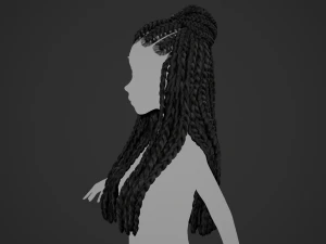 Female Hair Cards Style 7 - Braids And Knot 3D Model