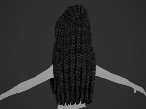 Female Hair Cards Style 7 - Braids And Knot 3D Model