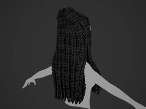 Female Hair Cards Style 7 - Braids And Knot 3D Model