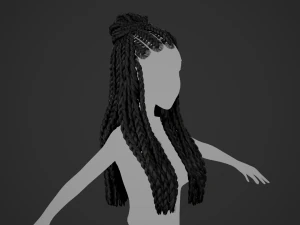 Female Hair Cards Style 7 - Braids And Knot 3D Model