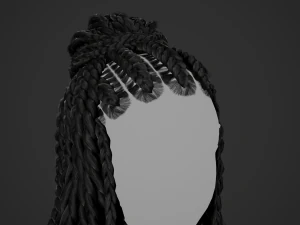 Female Hair Cards Style 7 - Braids And Knot 3D Model