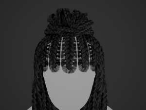 Female Hair Cards Style 7 - Braids And Knot 3D 模型