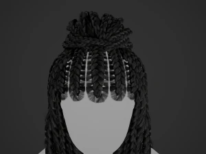 Female Hair Cards Style 7 - Braids And Knot 3D Model