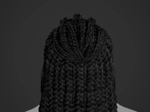 Female Hair Cards Style 7 - Braids And Knot 3D Model