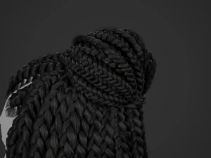 Female Hair Cards Style 7 - Braids And Knot 3D Model