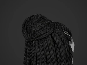 Female Hair Cards Style 7 - Braids And Knot 3D Model