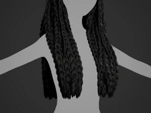 Female Hair Cards Style 7 - Braids And Knot 3D Model