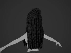 Female Hair Cards Style 7 - Braids And Knot 3D Model