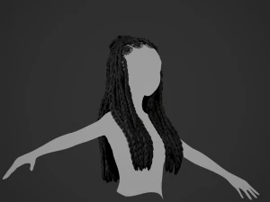 Female Hair Cards Style 7 - Braids And Knot 3D Model