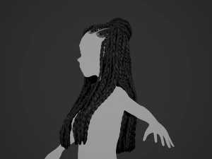 Female Hair Cards Style 7 - Braids And Knot 3D Model