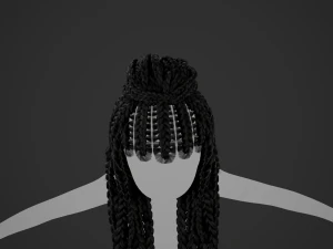 Female Hair Cards Style 7 - Braids And Knot 3D Model