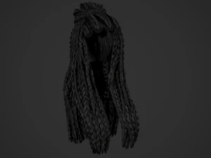 Female Hair Cards Style 7 - Braids And Knot 3D Model