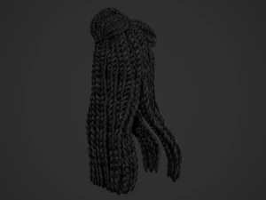 Female Hair Cards Style 7 - Braids And Knot 3D Model