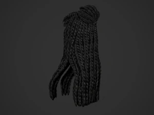 Female Hair Cards Style 7 - Braids And Knot 3D Model