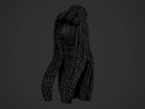 Female Hair Cards Style 7 - Braids And Knot 3D Model