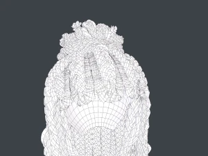 Female Hair Cards Style 7 - Braids And Knot 3D Model