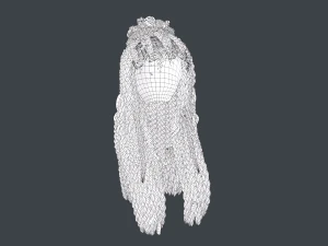 Female Hair Cards Style 7 - Braids And Knot 3D Model
