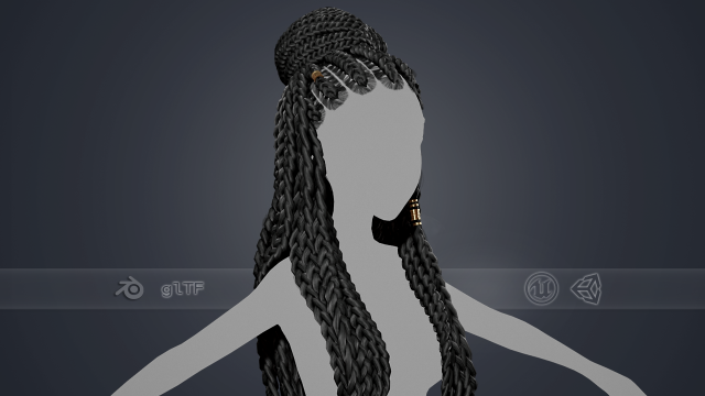 Female Hair Cards Style 8 - Braids And Knot 2 3D मॉडल .c4d .max .obj .3ds .fbx .stl .blend
