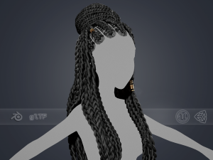 Female Hair Cards Style 8 - Braids And Knot 2 3D Model