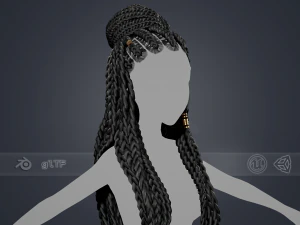 Kaarten voor vrouwelijk haar Stijl 8 - Vlechten en knoop 2 3D Model