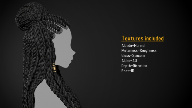 Female Hair Cards Style 8 - Braids And Knot 2 3D Модель In Всё Для.