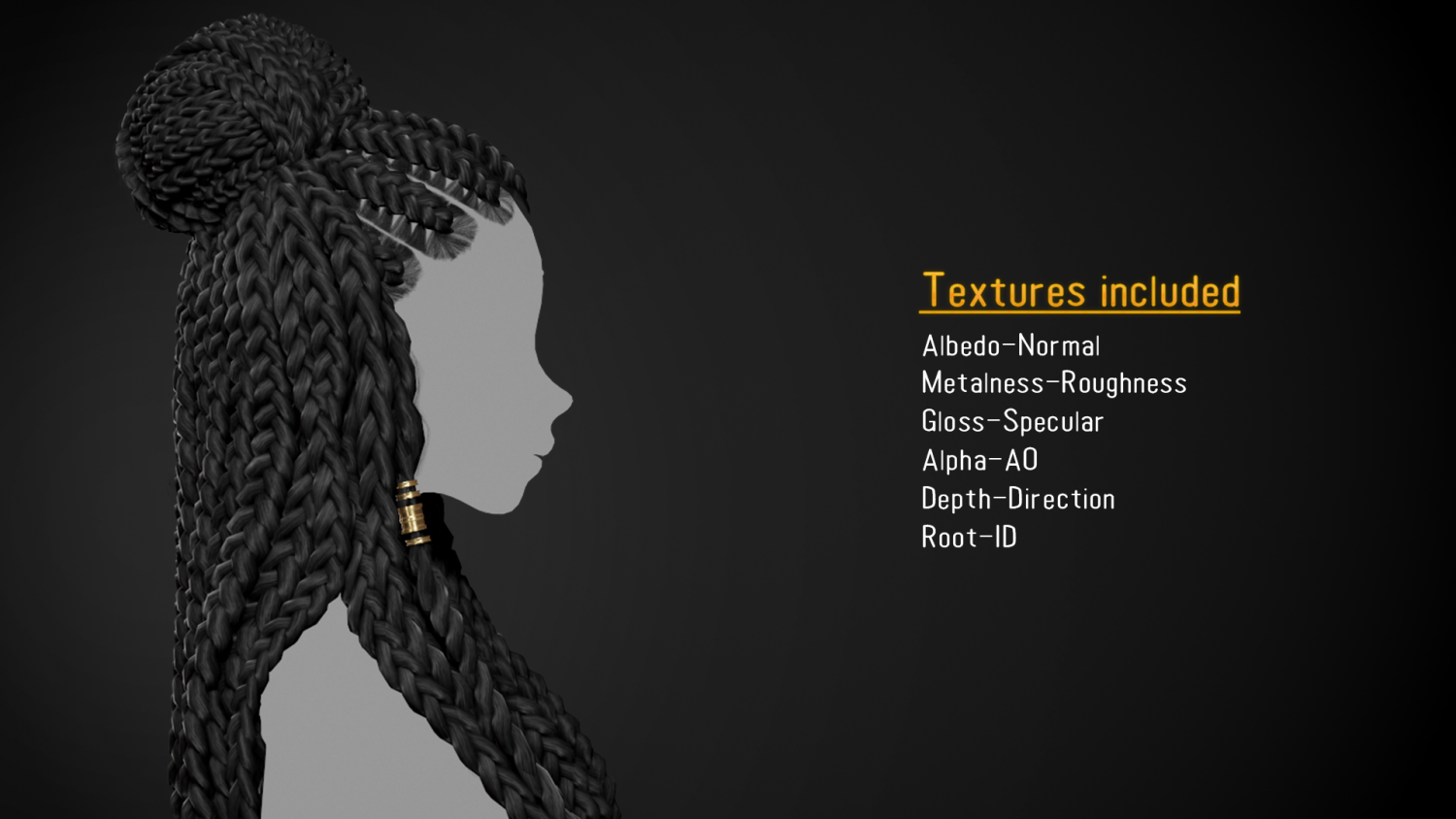Female Hair Cards Style 8 - Braids And Knot 2 3D Модель In Всё Для.
