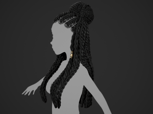 Female Hair Cards Style 8 - Braids And Knot 2 Modello 3D