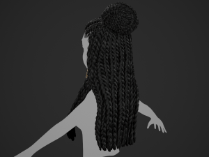 Female Hair Cards Style 8 - Braids And Knot 2 Modello 3D