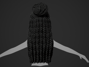 Female Hair Cards Style 8 - Braids And Knot 2 Modello 3D