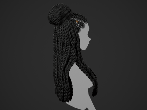 Female Hair Cards Style 8 - Braids And Knot 2 Modello 3D