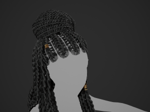 Female Hair Cards Style 8 - Braids And Knot 2 Modello 3D
