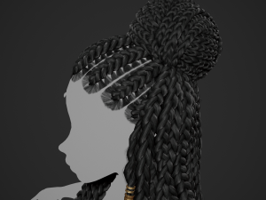 Female Hair Cards Style 8 - Braids And Knot 2 Modello 3D