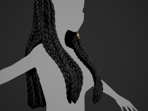Female Hair Cards Style 8 - Braids And Knot 2 Modello 3D