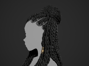 Female Hair Cards Style 8 - Braids And Knot 2 Modello 3D