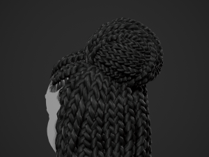 Female Hair Cards Style 8 - Braids And Knot 2 Modello 3D