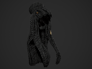 Female Hair Cards Style 8 - Braids And Knot 2 Modello 3D